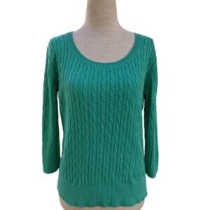 Loft 3/4 Sleeve Cable Knit Sweater Sz Medium